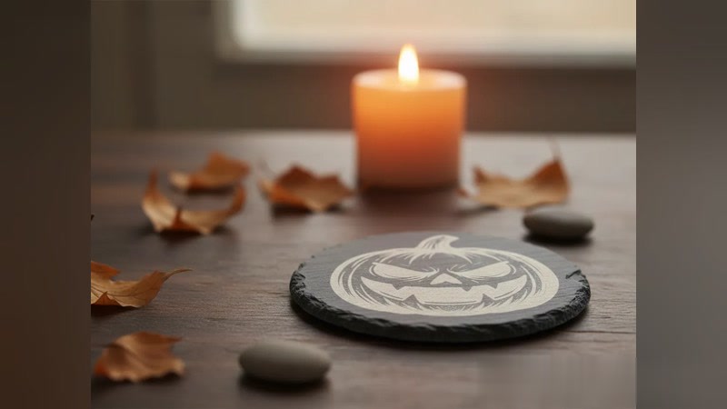 Halloween Pumpkin Slate Coaster