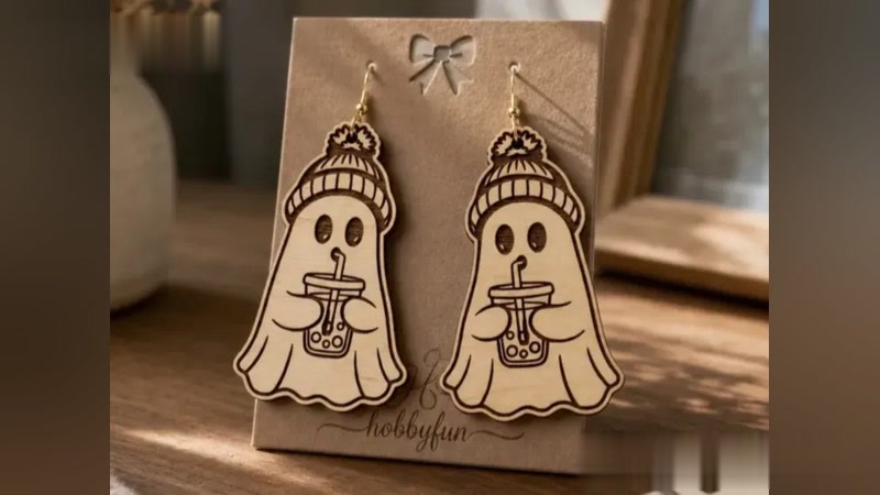Ghost Boba Tea Earrings