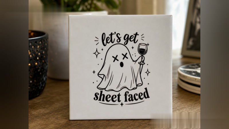 Sheet Faced Ghost Wine Tile Sign