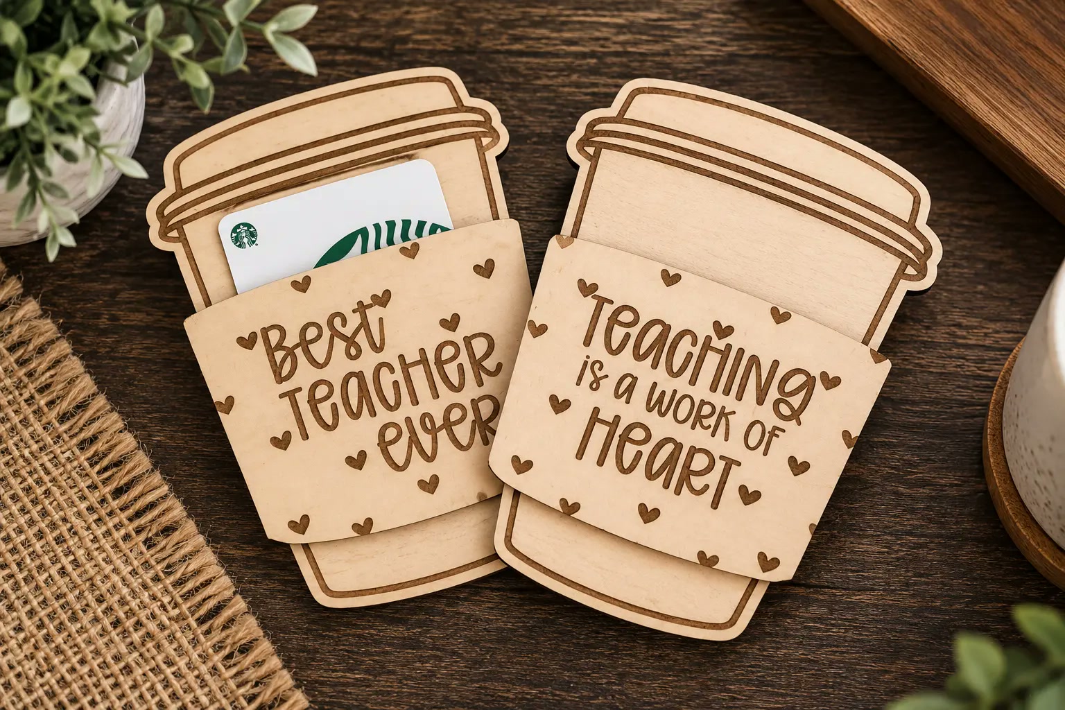 Teacher Gift Card Holder Cups